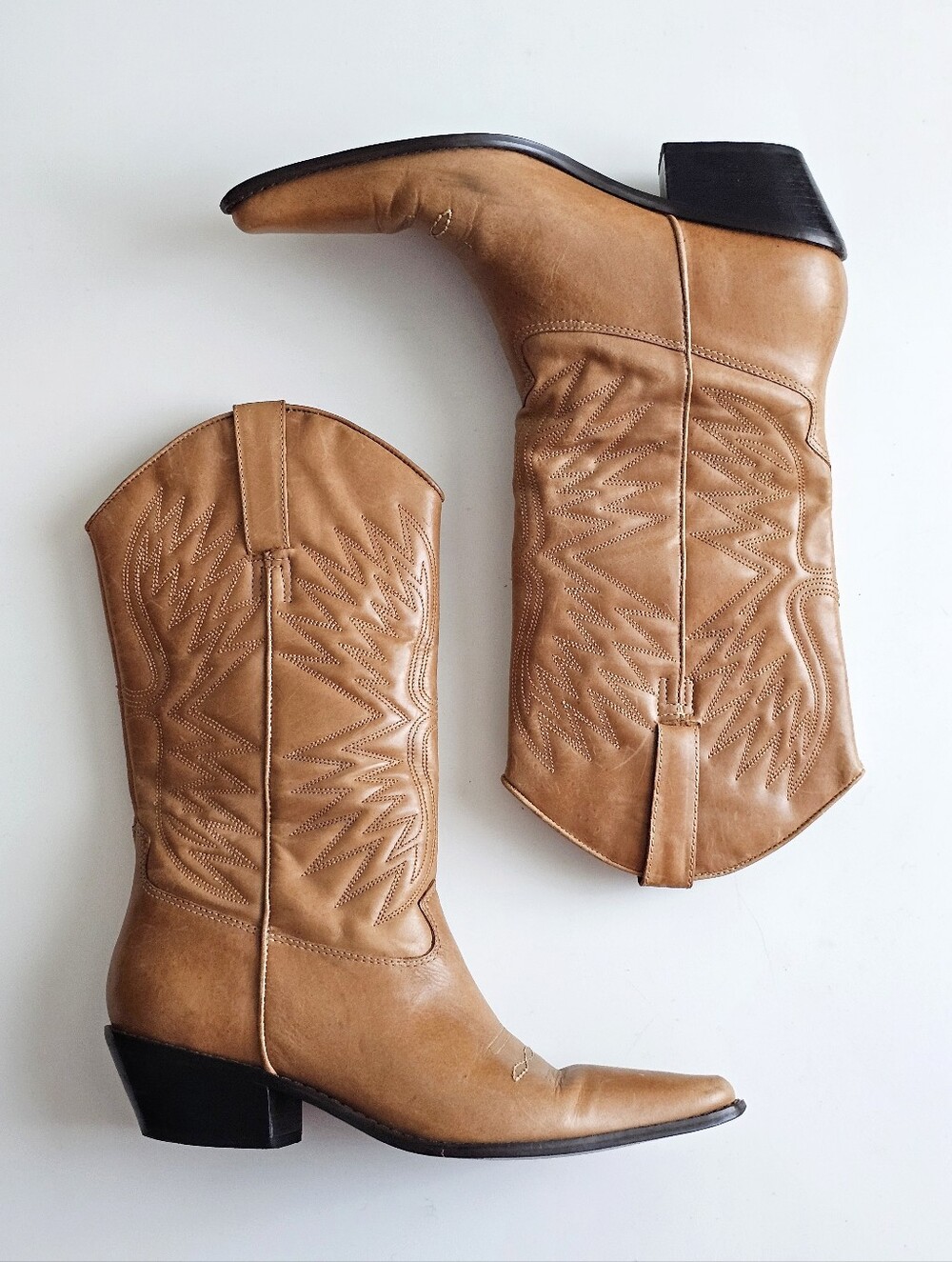 Vintage Matisse Tan Leather Western Cowboy Boots Women’s 8M Made in Brazil